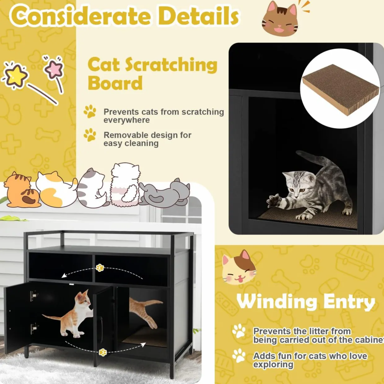 Tangkula Litter Box Enclosure, Cat Litter Box Furniture Hidden