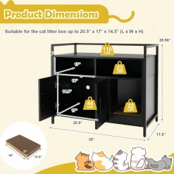 Tangkula Litter Box Enclosure, Cat Litter Box Furniture Hidden