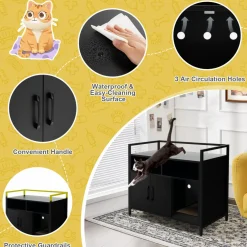 Tangkula Litter Box Enclosure, Cat Litter Box Furniture Hidden