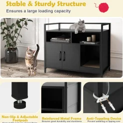 Tangkula Litter Box Enclosure, Cat Litter Box Furniture Hidden