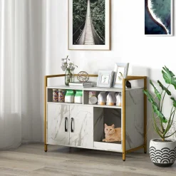 Tangkula Litter Box Enclosure, Cat Litter Box Furniture Hidden