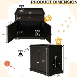 Tangkula Litter Box Enclosure, Cat Litter Box Furniture Hidden with Large Drawer, 2 Doors