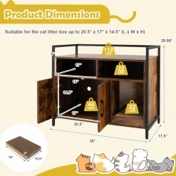 Tangkula Litter Box Enclosure, Cat Litter Box Furniture Hidden