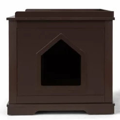 Tangkula Litter Box Enclosure, Cat Litter Box Furniture Hidden, Nightstand Pet House with Double Doors