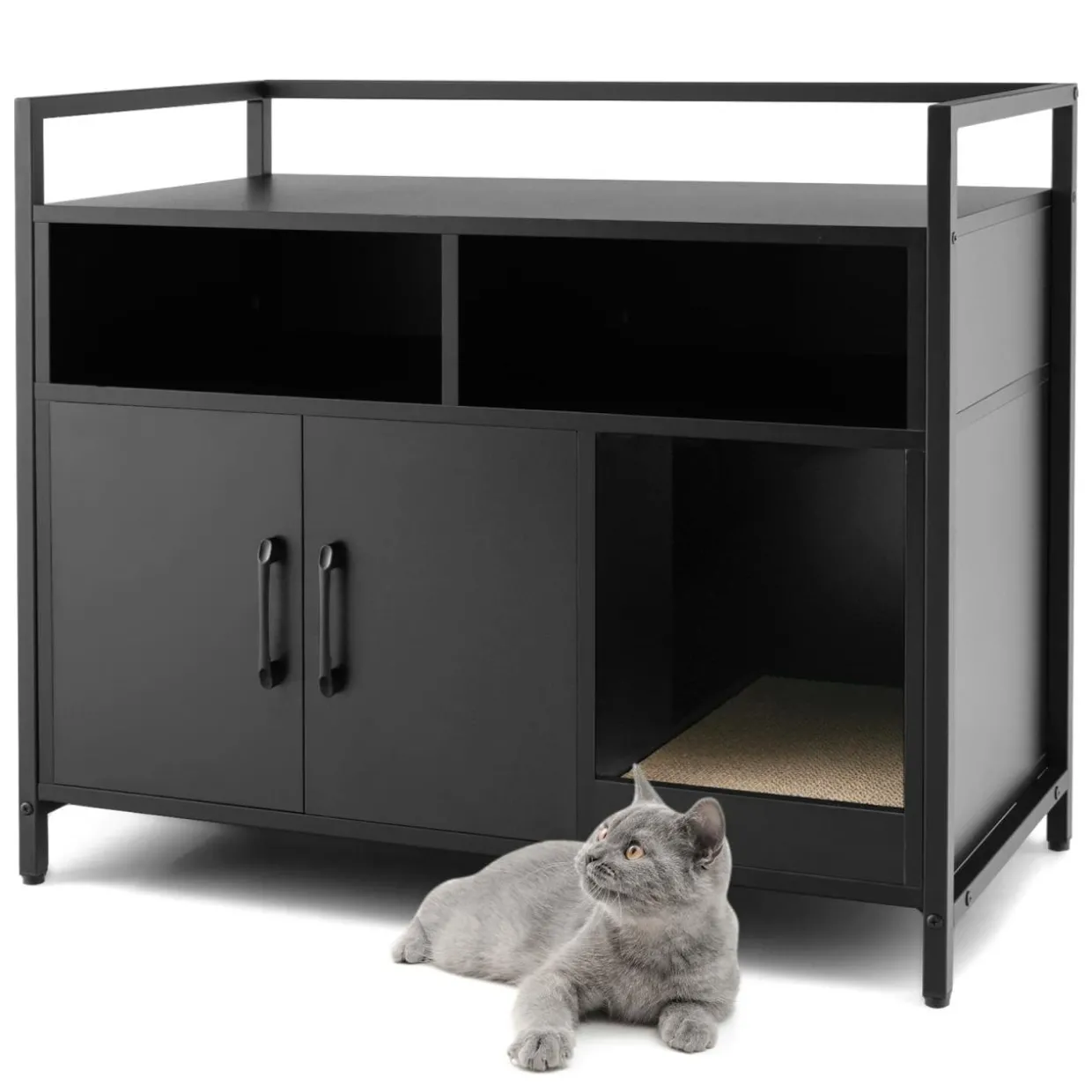 Tangkula Litter Box Enclosure, Cat Litter Box Furniture Hidden