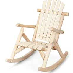 Tangkula Log Rocking Chair, Outdoor Wood Porch Rocker Chair(1 & 2, Natural)