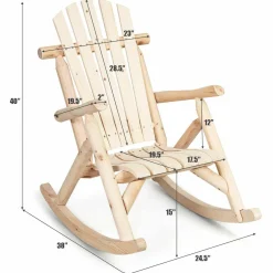 Tangkula Log Rocking Chair, Outdoor Wood Porch Rocker Chair(1 & 2, Natural)