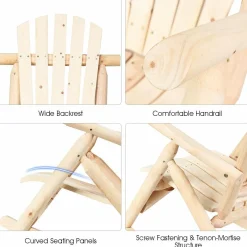 Tangkula Log Rocking Chair, Outdoor Wood Porch Rocker Chair(1 & 2, Natural)