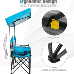 Tangkula Loveseat Camping Chair with Adjustable Shade Canopy