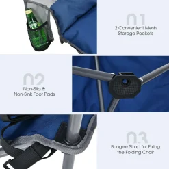 Tangkula Loveseat Camping Chair, Folding Camp Chair with Padded Seat