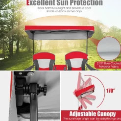 Tangkula Loveseat Camping Chair with Adjustable Shade Canopy