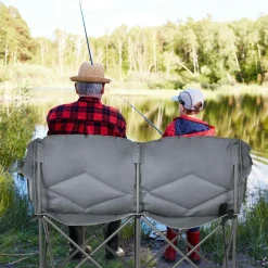 Tangkula Loveseat Camping Chair, Folding Camp Chair with Padded Seat
