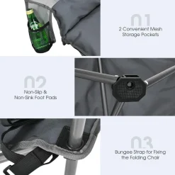 Tangkula Loveseat Camping Chair, Folding Camp Chair with Padded Seat