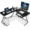 Tangkula L-Shaped Computer Desk, Home Office Corner Workstation