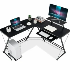Tangkula L-Shaped Computer Desk, Home Office Corner Workstation