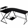 Tangkula L-Shaped Computer Desk, 58 Inches Corner Computer Desk with Movable Shelf & CPU Stand