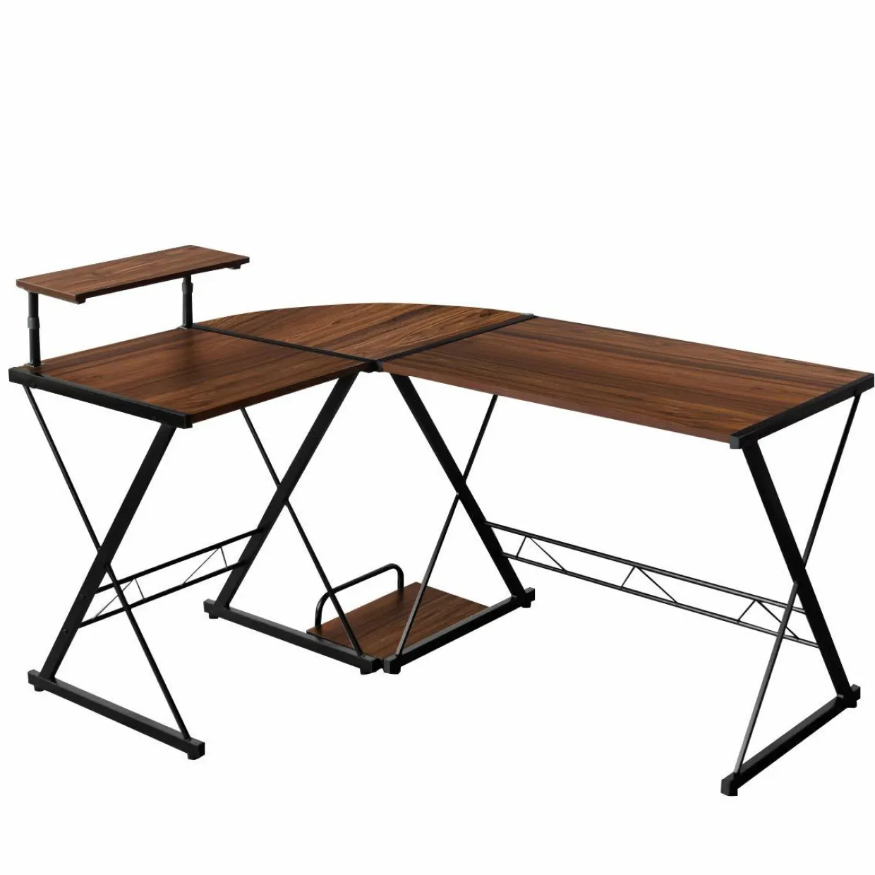 Tangkula L-Shaped Computer Desk, 58 Inches Corner Computer Desk with Movable Shelf & CPU Stand