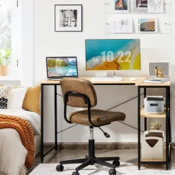 Tangkula L-Shaped Computer Desk with Reversible Shelves