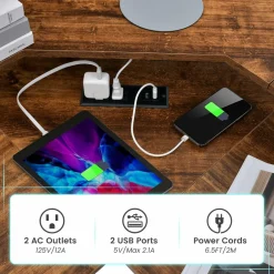 Tangkula L-Shaped Computer Desk with Power Outlet, 51
