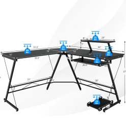 Tangkula L-Shaped Computer Desk, Home Office Corner Workstation