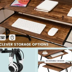 Tangkula L-Shaped Computer Desk with Power Outlet, 51