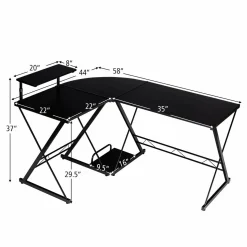 Tangkula L-Shaped Computer Desk, 58 Inches Corner Computer Desk with Movable Shelf & CPU Stand