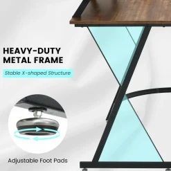 Tangkula L-Shaped Computer Desk with Power Outlet, 51
