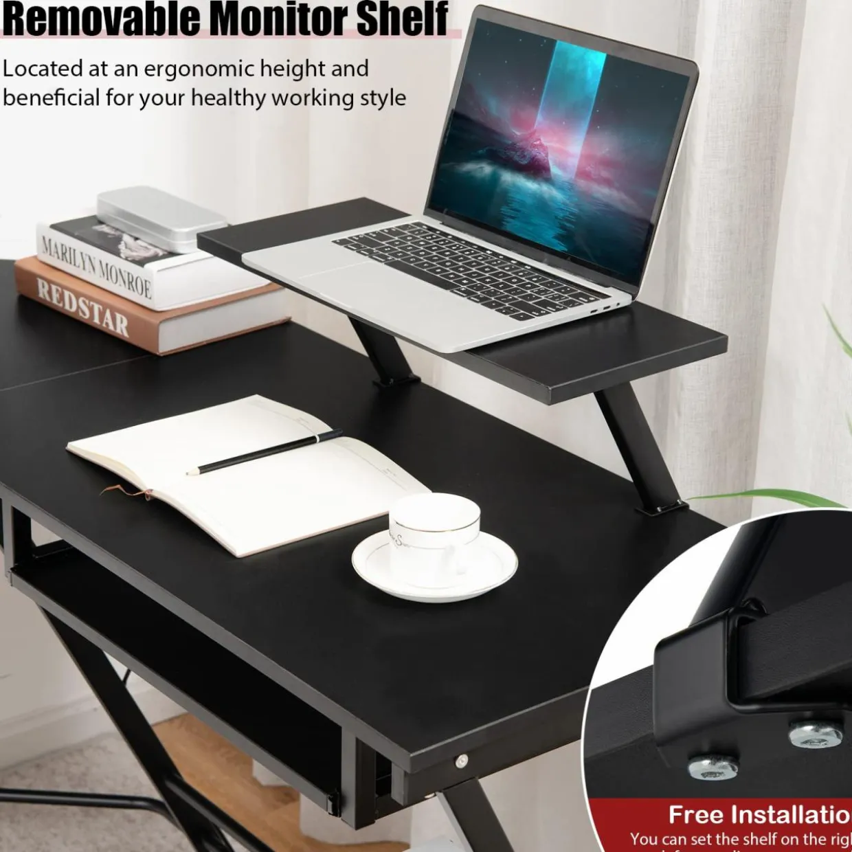 Tangkula L-Shaped Computer Desk, Home Office Corner Workstation