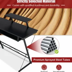 Tangkula L-Shaped Computer Desk, Home Office Corner Workstation