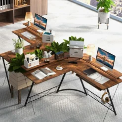 Tangkula L-Shaped Computer Desk with Power Outlet, 51