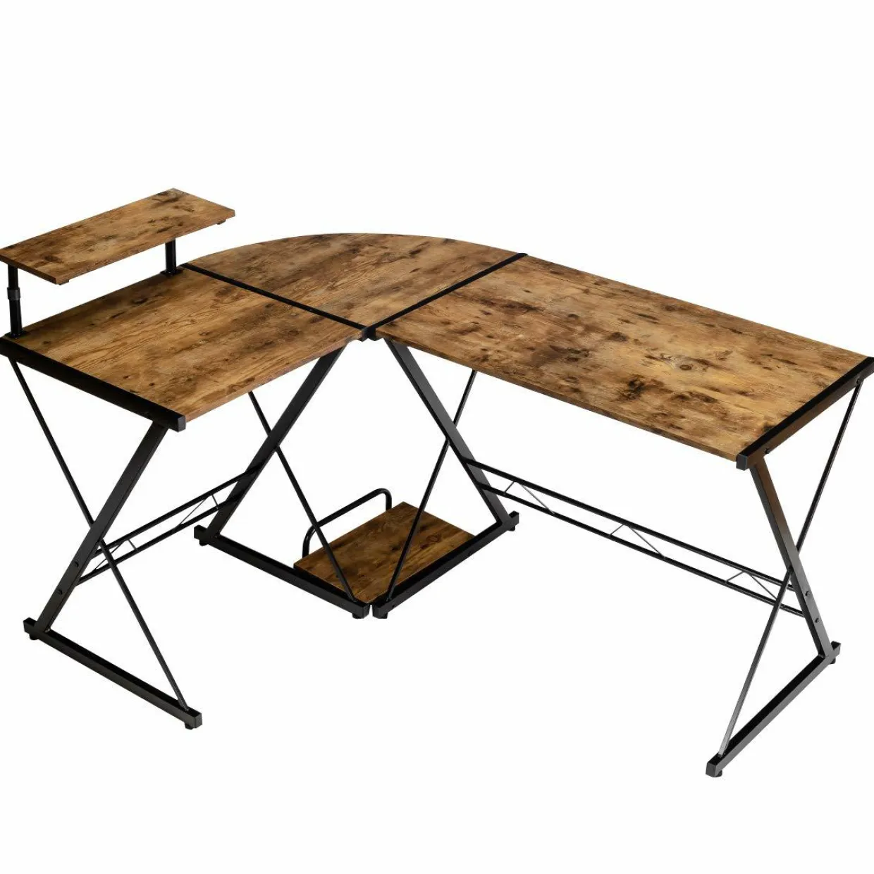 Tangkula L-Shaped Computer Desk, 58 Inches Corner Computer Desk with Movable Shelf & CPU Stand