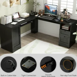 Tangkula L-Shaped Desk, 66