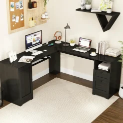 Tangkula L-Shaped Desk, 66