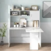 Tangkula L-Shaped Desk with Storage Hutch, Corner Computer Desk with Shelves & Cabinet, White