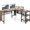 Tangkula L-shaped Office Desk, 59 Inch Large Corner Desk