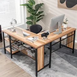 Tangkula L-shaped Office Desk, 59 Inch Large Corner Desk