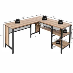 Tangkula L-shaped Office Desk, 59 Inch Large Corner Desk