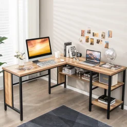 Tangkula L-shaped Office Desk, 59 Inch Large Corner Desk