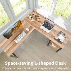 Tangkula L-shaped Office Desk, 59 Inch Large Corner Desk
