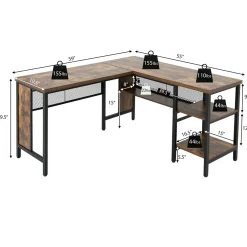 Tangkula L-shaped Office Desk, 59 Inch Large Corner Desk