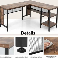 Tangkula L-shaped Office Desk, 59 Inch Large Corner Desk