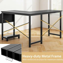 Tangkula L-Shaped Office Desk, Modern Reversible Computer Desk with Storage Pocket & CPU Stand (Dark Gray)