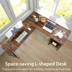 Tangkula L-shaped Office Desk, 59 Inch Large Corner Desk