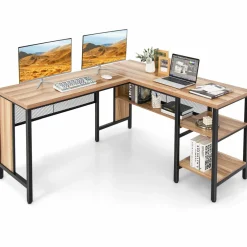 Tangkula L-shaped Office Desk, 59 Inch Large Corner Desk
