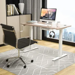 Tangkula Manual Height Adjustable Standing Desk, Sit to Stand Desk w/Foldable Crank Handle