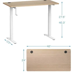 Tangkula Manual Height Adjustable Standing Desk, Sit to Stand Desk w/Foldable Crank Handle