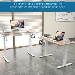 Tangkula Manual Height Adjustable Standing Desk, Sit to Stand Desk w/Foldable Crank Handle
