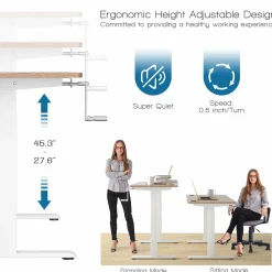Tangkula Manual Height Adjustable Standing Desk, Sit to Stand Desk w/Foldable Crank Handle