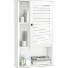 Tangkula Medicine Cabinet, Wall Mounted Bathroom Cabinet Single Door Wooden Bathroom Wall Cabinet with Adjustable Shelf