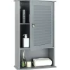 Tangkula Medicine Cabinet, Wall Mounted Bathroom Cabinet Single Door Wooden